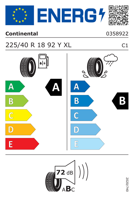 CONTINENTAL ECOCONTACT 6  225/40 R18 92Y XL