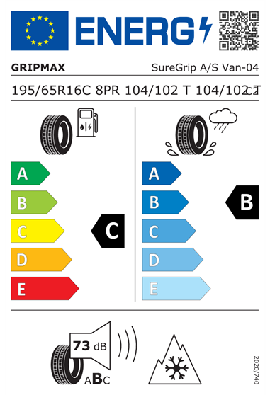 GRIPMAX SUREGRIP AS VAN 8PR 195/65 R16C 104/102T