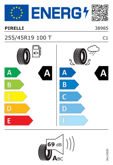 PIRELLI CINTURATO P7 (P7C2) (+) SEAL EV 255/45 R19 100T