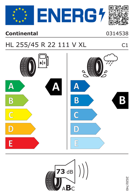 CONTINENTAL ECOCONTACT 7 255/45 R22 111V XL