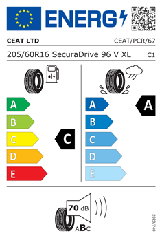 CEAT SECURADRIVE 205/60 R16 96V XL 2