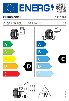 KUMHO PORTRAN CW51 215/75 R16C 116/114R 2